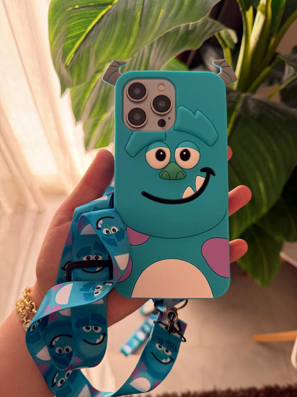 Sulley 3D Cartoon Phone Case with Matching Lanyard - IPhone 15 Pro Max