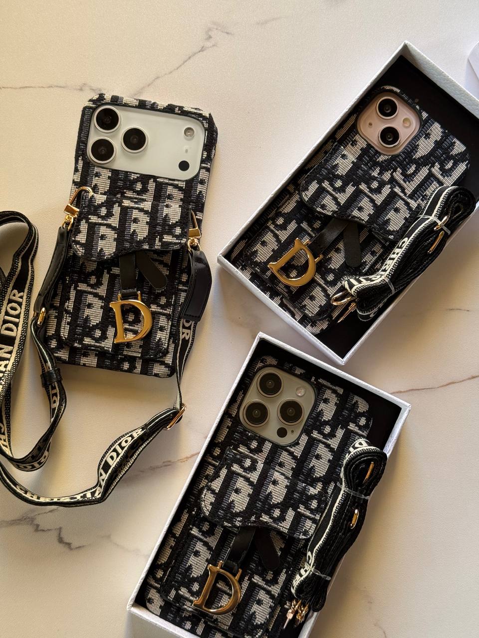 Luxury Designer Monogram iPhone Case with Crossbody Strap