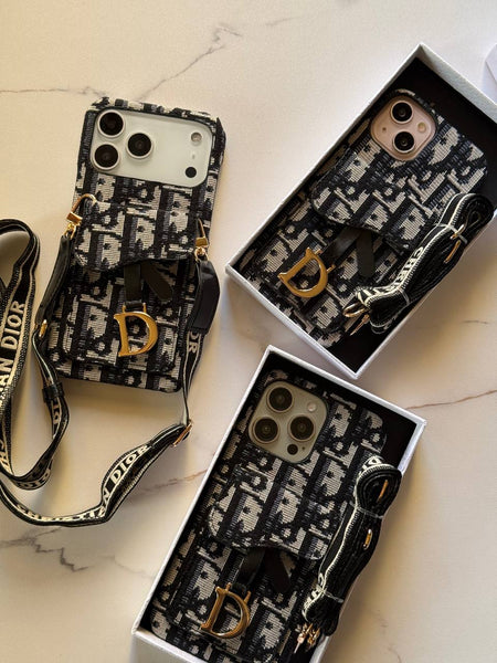 Luxury Designer Monogram iPhone Case with Crossbody Strap