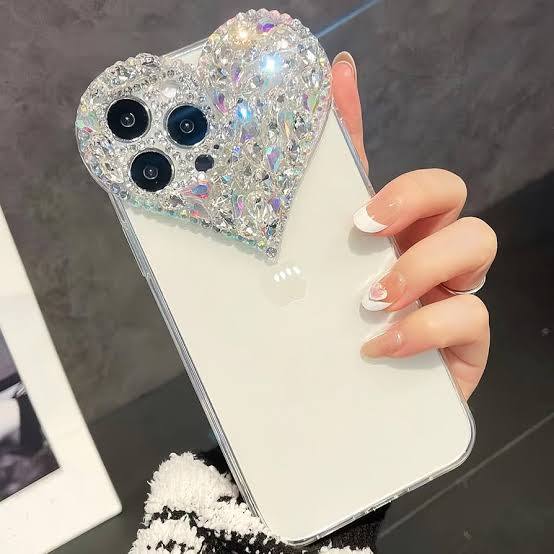 Sparkling Heart Crystal Phone Case ( Transparent )