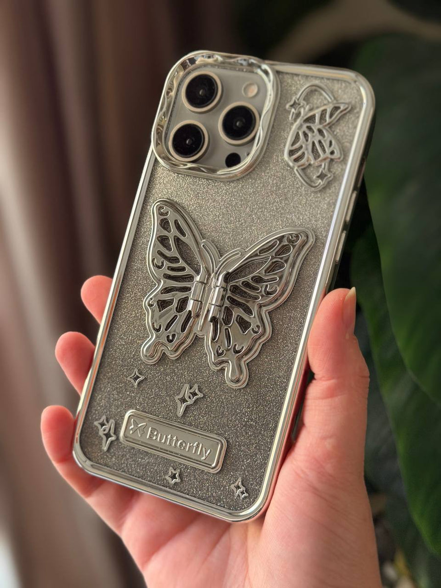 3D Butterfly Glitter iPhone Case