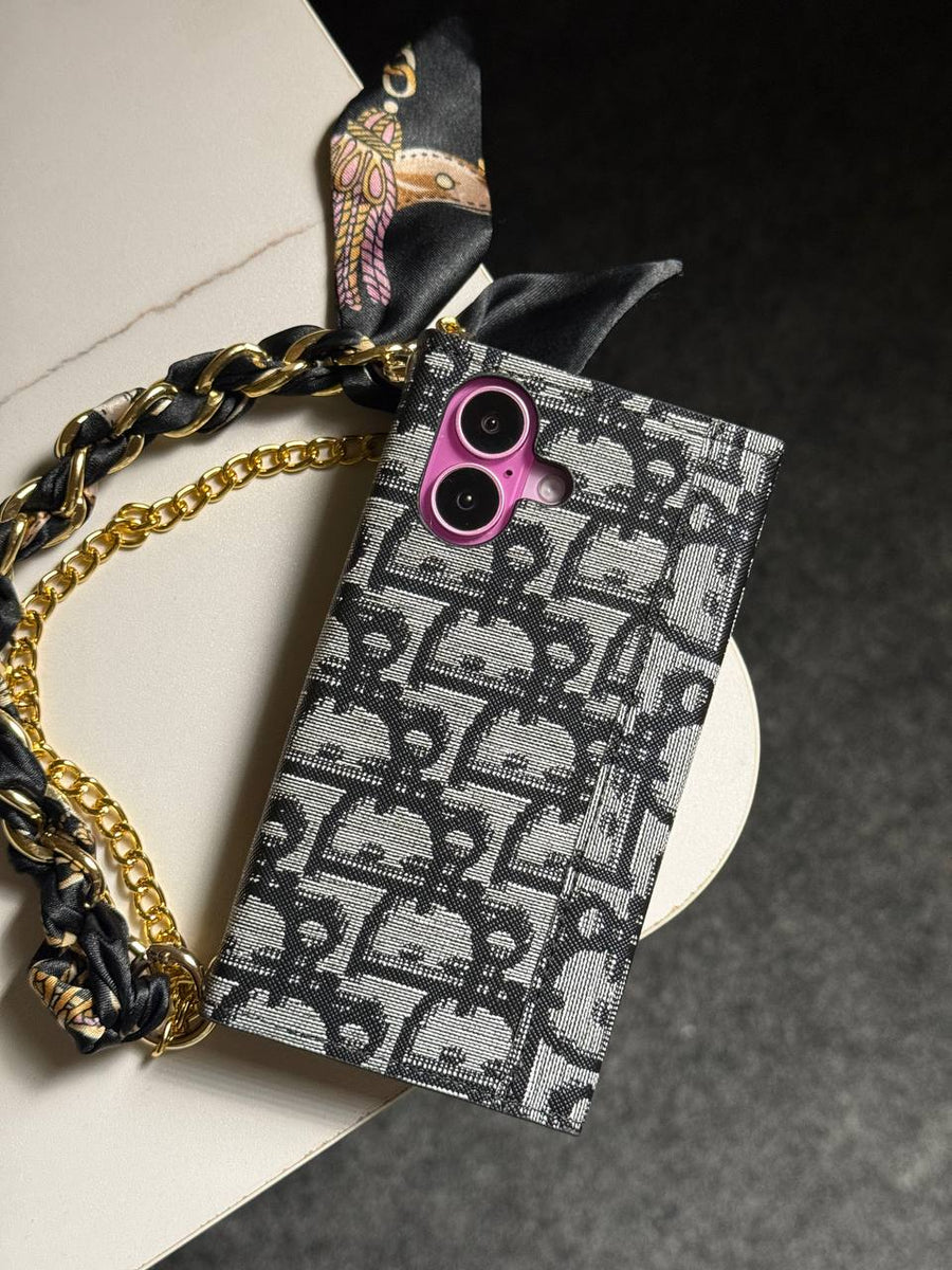 A luxury designer phone case featuring
