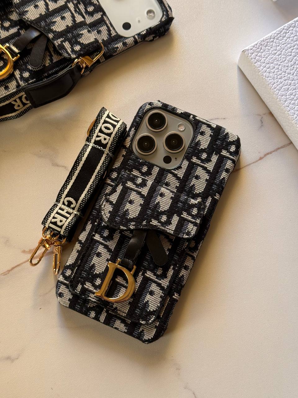 Luxury Designer Monogram iPhone Case with Crossbody Strap