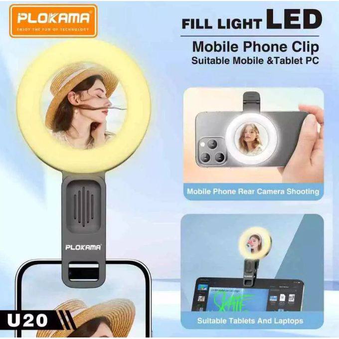 PLOKAMA U20 Portable LED Fill Light with Convex Mirro