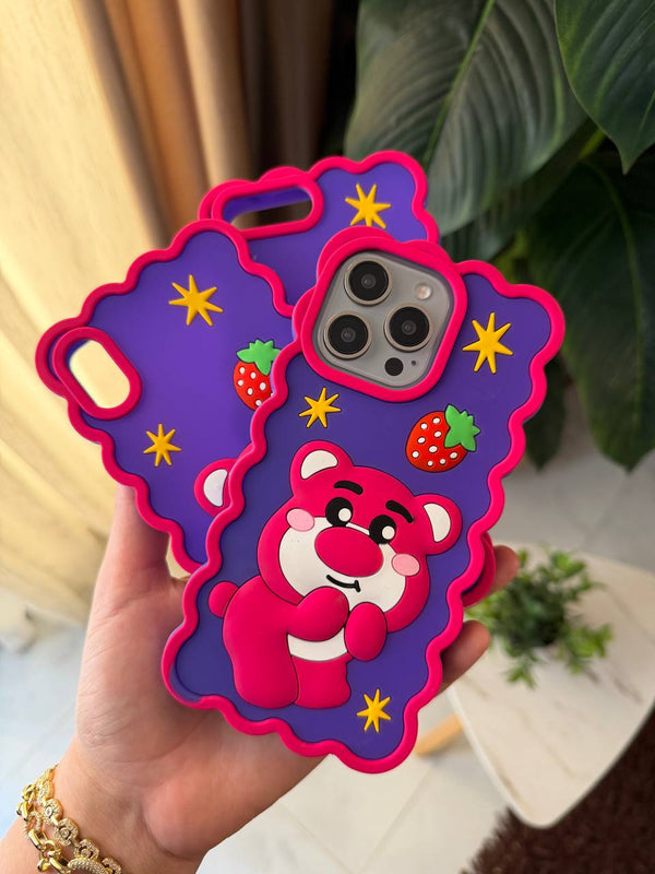 3D Silicone Phone Case – Cute Cartoon - IPhone 15 Pro Max - Mauve