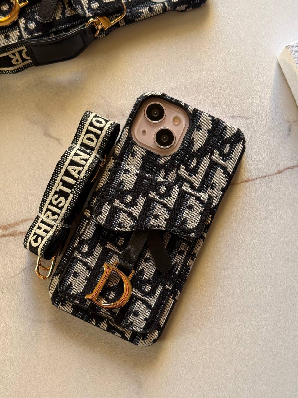 Luxury Designer Monogram iPhone Case with Crossbody Strap