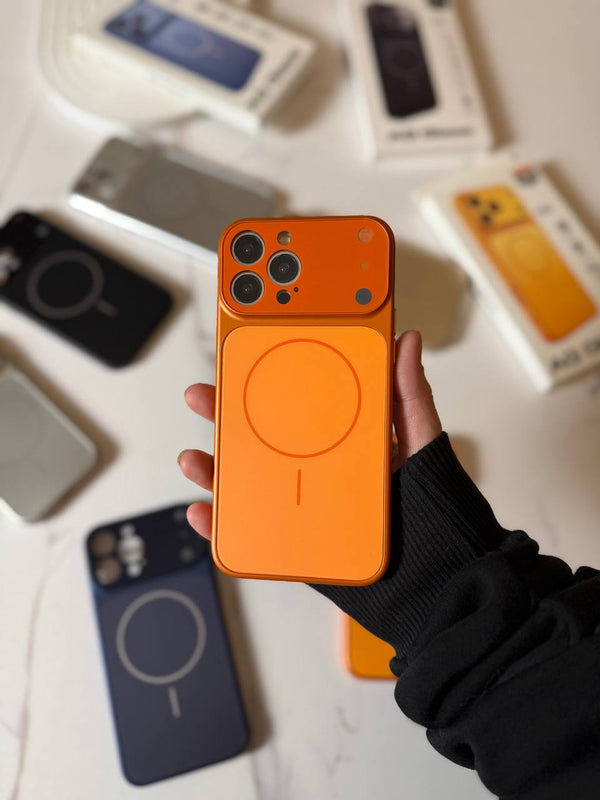 MagSafe Compatible iPhone Case with Camera Lens Protector - IPhone 13 pro max - Orange
