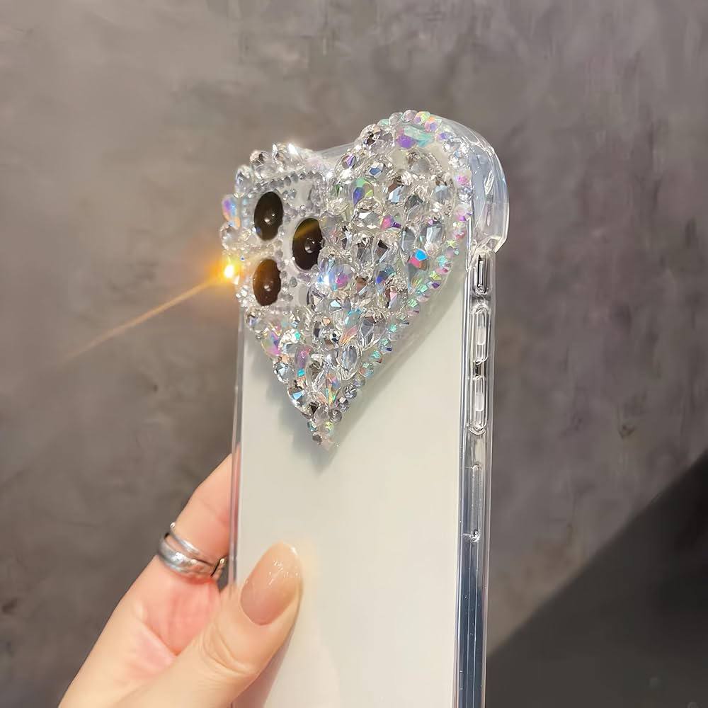 Sparkling Heart Crystal Phone Case ( Transparent )