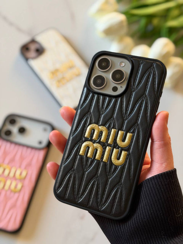 Miu Miu Matelassé Leather iPhone Case - IPhone 17 pro max - Black