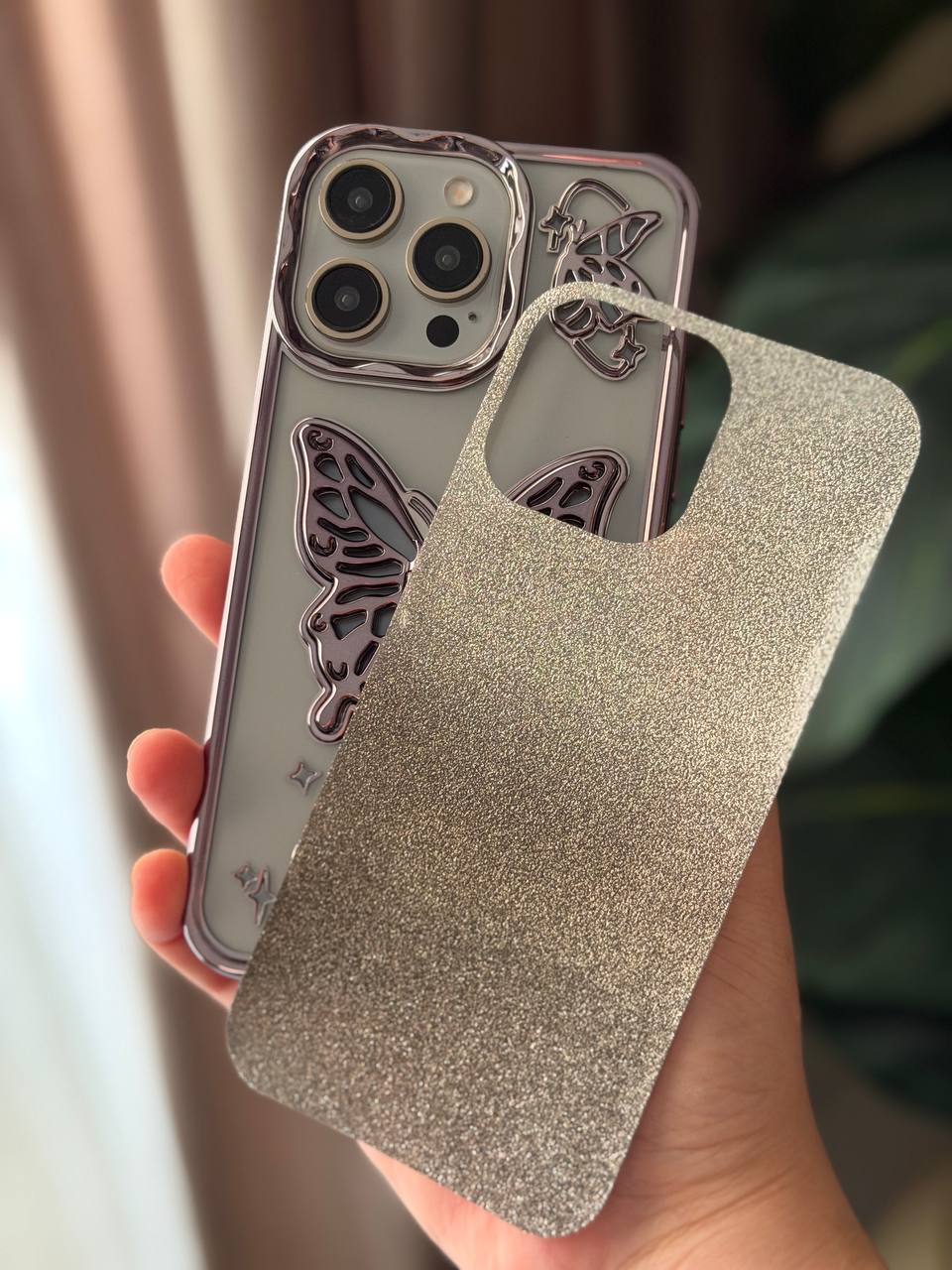 3D Butterfly Glitter iPhone Case