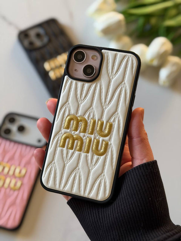 Miu Miu Matelassé Leather iPhone Case - IPhone 16 pro max - White