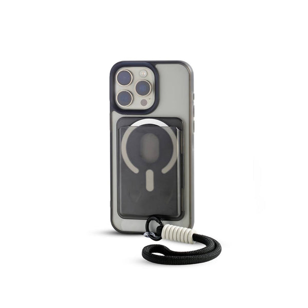 MagSafe Card Holder Phone Case with Wrist Strap - IPhone 15 pro max - Black
