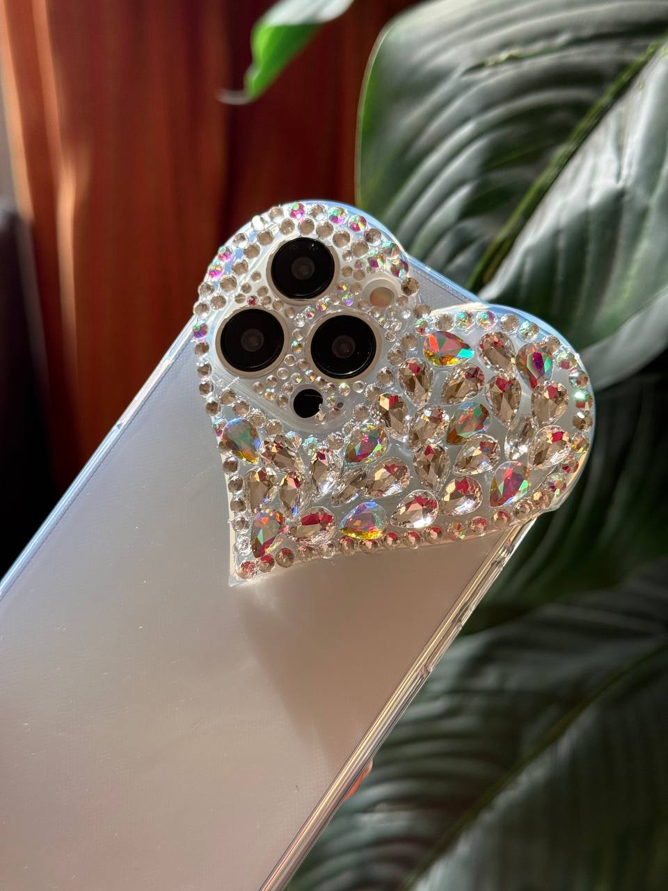 Sparkling Heart Crystal Phone Case ( Transparent )