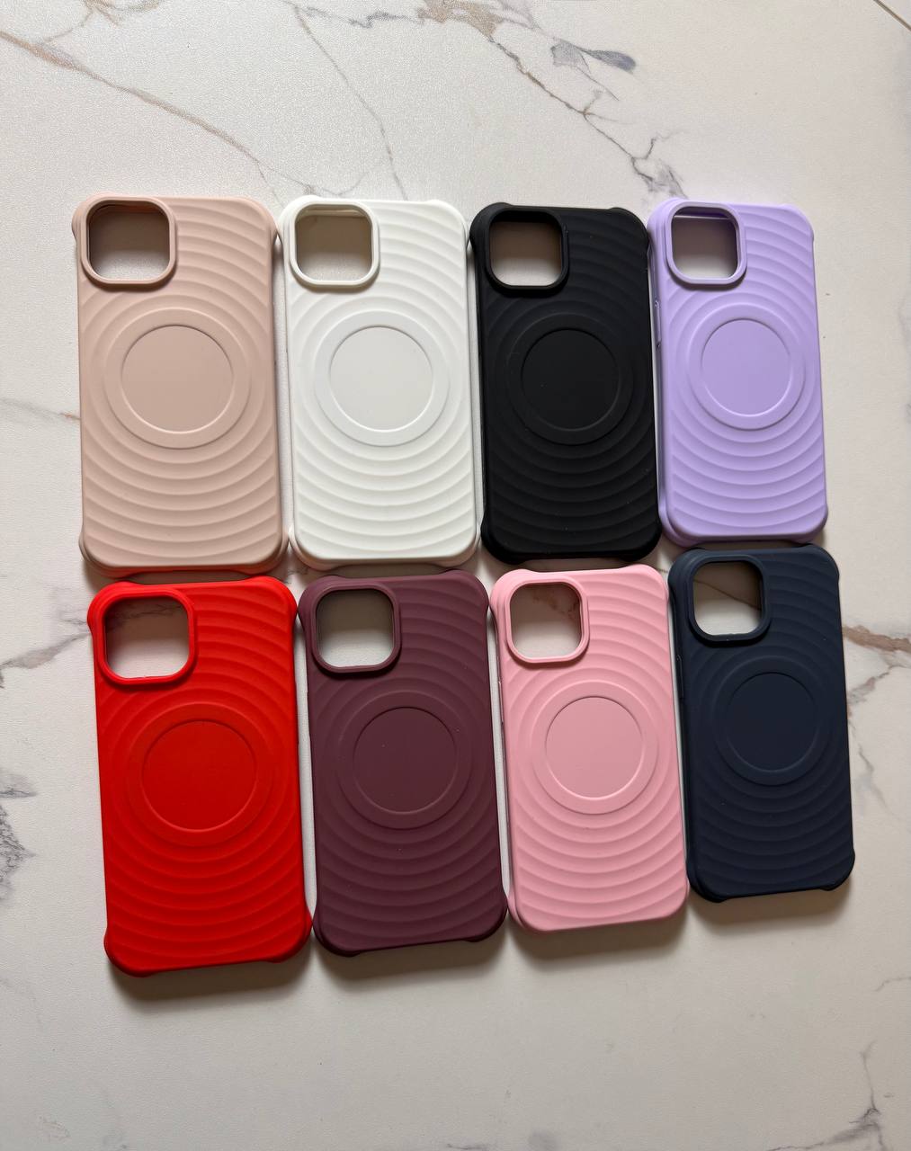 MagSafe-Compatible Silicone Phone Case with Concentric Ring Design