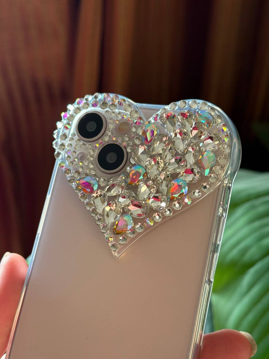 Sparkling Heart Crystal Phone Case ( Transparent )