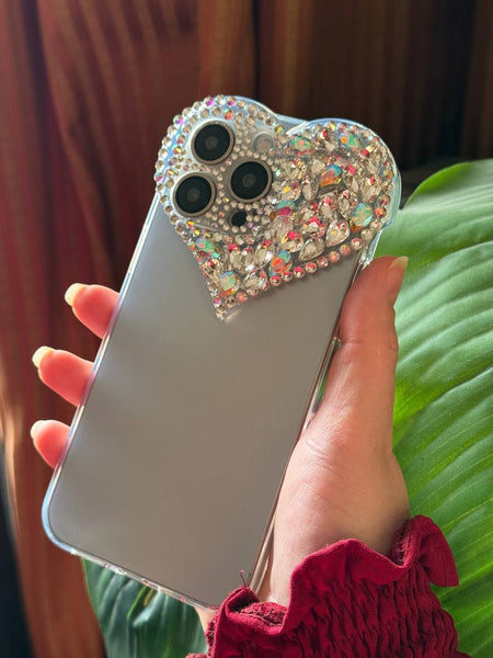 Sparkling Heart Crystal Phone Case ( Transparent )